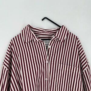 pistola Burgundy and White Striped Button-Down Shirt